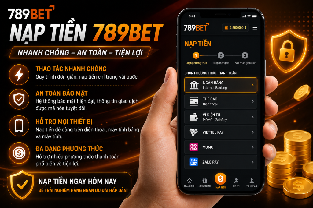 Người dùng thực hiện nạp tiền 789BET trên điện thoại