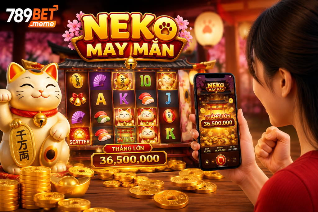 Người chơi trải nghiệm vòng quay trong Neko May Mắn