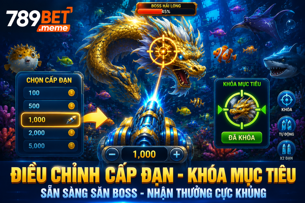 Người chơi điều chỉnh cấp đạn và khóa mục tiêu trước khi săn Boss trong Đại Chiến Thái Bình Dương.
